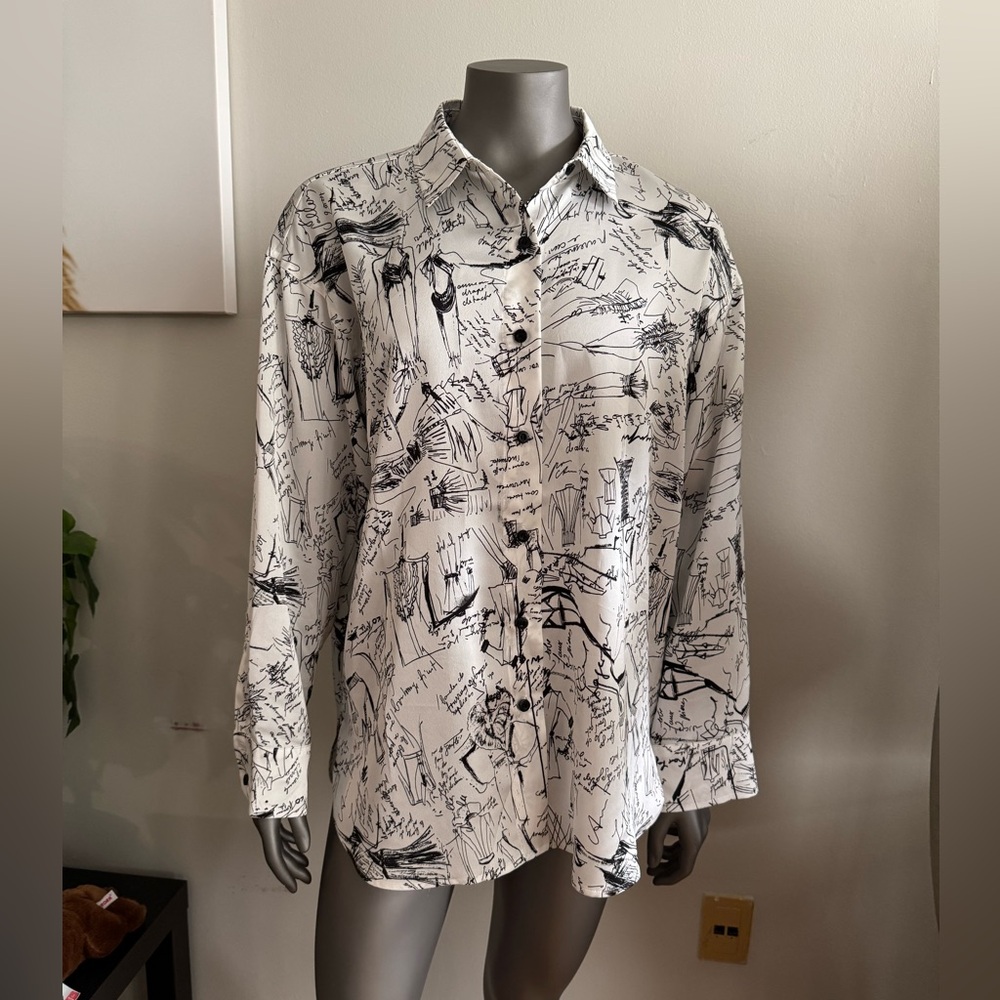 BNWT Karl Lagerfeld black and white blouse